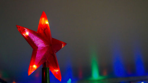 Close-up of illuminated light painting at night