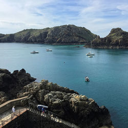 Boats in sea