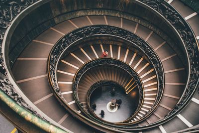 High angle view of spiral staircase in building