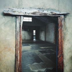 Closed door of old building