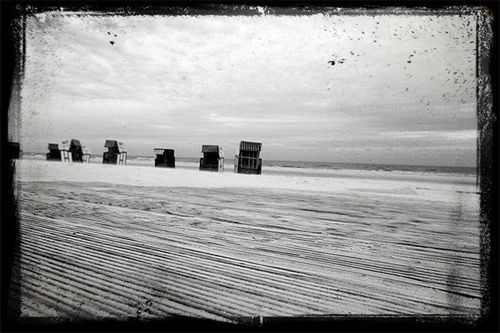 transfer print, auto post production filter, sky, sea, beach, horizon over water, tranquility, tranquil scene, water, sand, cloud - sky, scenics, shore, nature, cloud, beauty in nature, outdoors, day, cloudy, wood - material