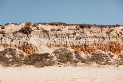 Scenic view of arid landscape against clear sky