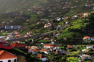 High angle view of townscape