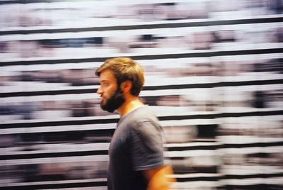 Side view of a man in blurred motion
