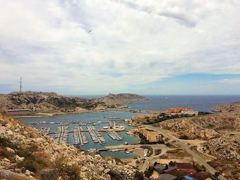 Scenic view of sea against cloudy sky