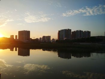 Reflection of buildings in water