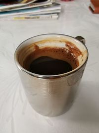 High angle view of coffee on table