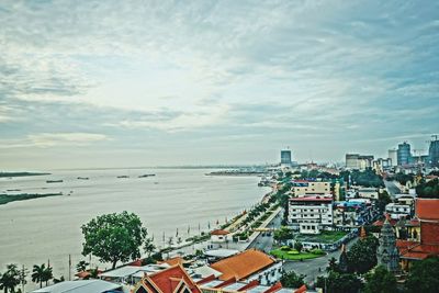 View of sea against cloudy sky