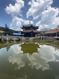 Reflection of building on lake