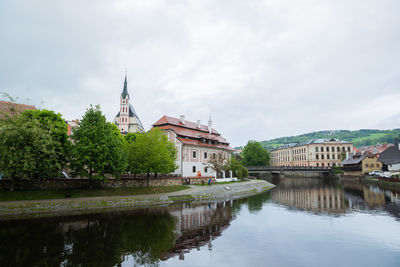 Reflection of buildings in water