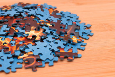 Close-up of toys on table