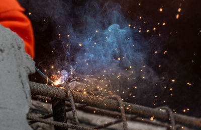 Close-up of hand holding burning fire