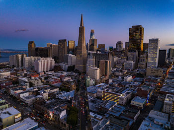 High angle view of buildings in city