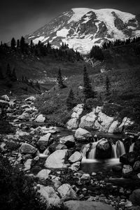 Scenic view of rocky mountains against sky