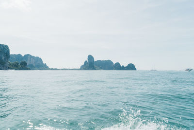 Scenic view of sea against clear sky