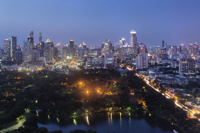 Illuminated city at night