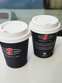 Close-up of coffee cup on table