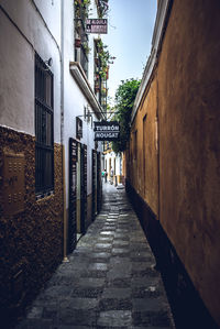 Narrow alley along buildings