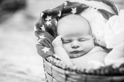 Close-up of cute baby sleeping