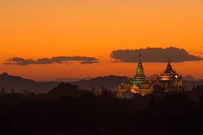 Scenic view of mountains at sunset