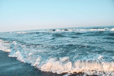 Scenic view of sea against clear sky