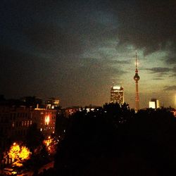 Illuminated cityscape at night