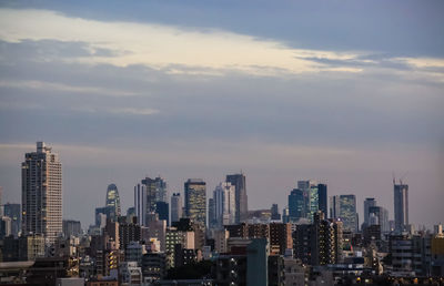 View of skyscrapers in city