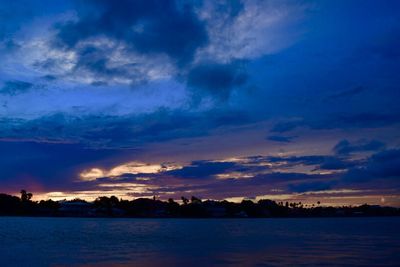 Scenic view of sea against sky at sunset