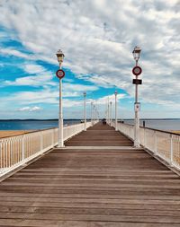 Pier amidst sea against sky on arcachon in france 