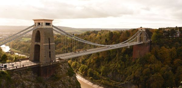 High angle view of suspension bridge