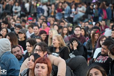 Group of people looking at crowd