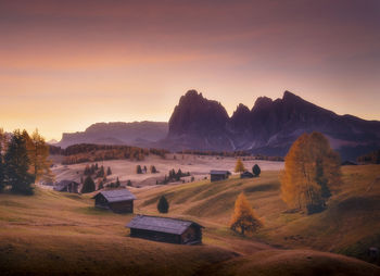 Scenic view of landscape against sky during sunset