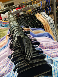 High angle view of objects on rack