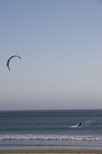 Scenic view of sea against clear sky