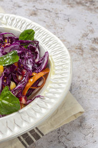 Close-up of food in plate on table
