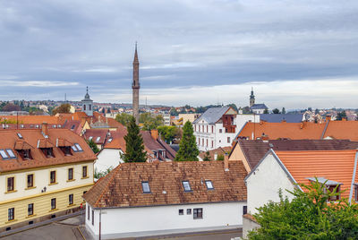 High angle view of buildings in city