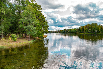 Scenic view of lake against sky