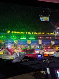 View of illuminated city at night