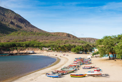 High angle view of beach against sky