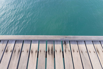 High angle view of pier over lake