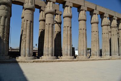 View of colonnade against clear sky