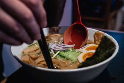 Close-up of hand holding food