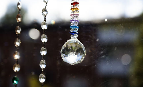 Close-up of crystal chandelier