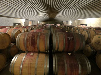 Full frame shot of wine bottles