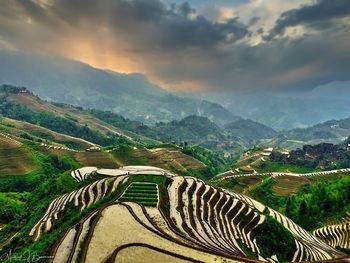 Scenic view of mountains against sky