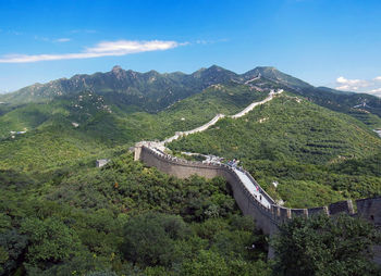 High angle view of mountain road against sky