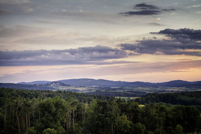 Scenic view of landscape against sky during sunset