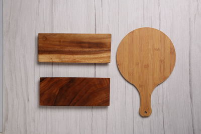 High angle view of wood on table