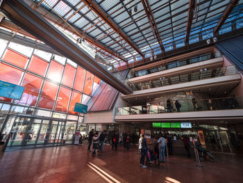 People walking in modern office building