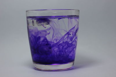 Close-up of glass of water against white background